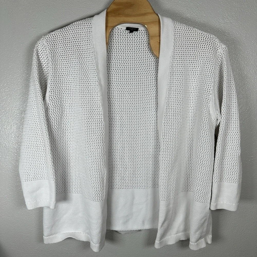 Talbots Open Knit Cardigan Sweater Womens Plus 2X Cotton Blend Minimalist Beachy